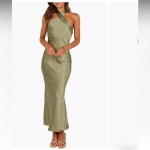 Petal & Pup Grasie Stretch satin halter dress